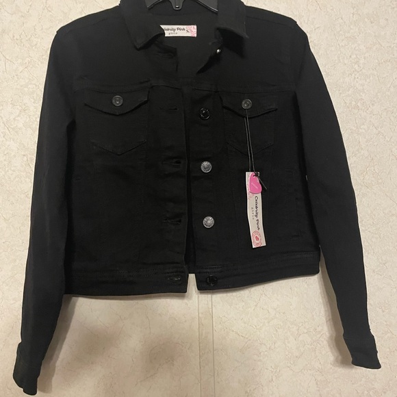 Crop top black denim jacket (size 14) - Picture 1 of 4